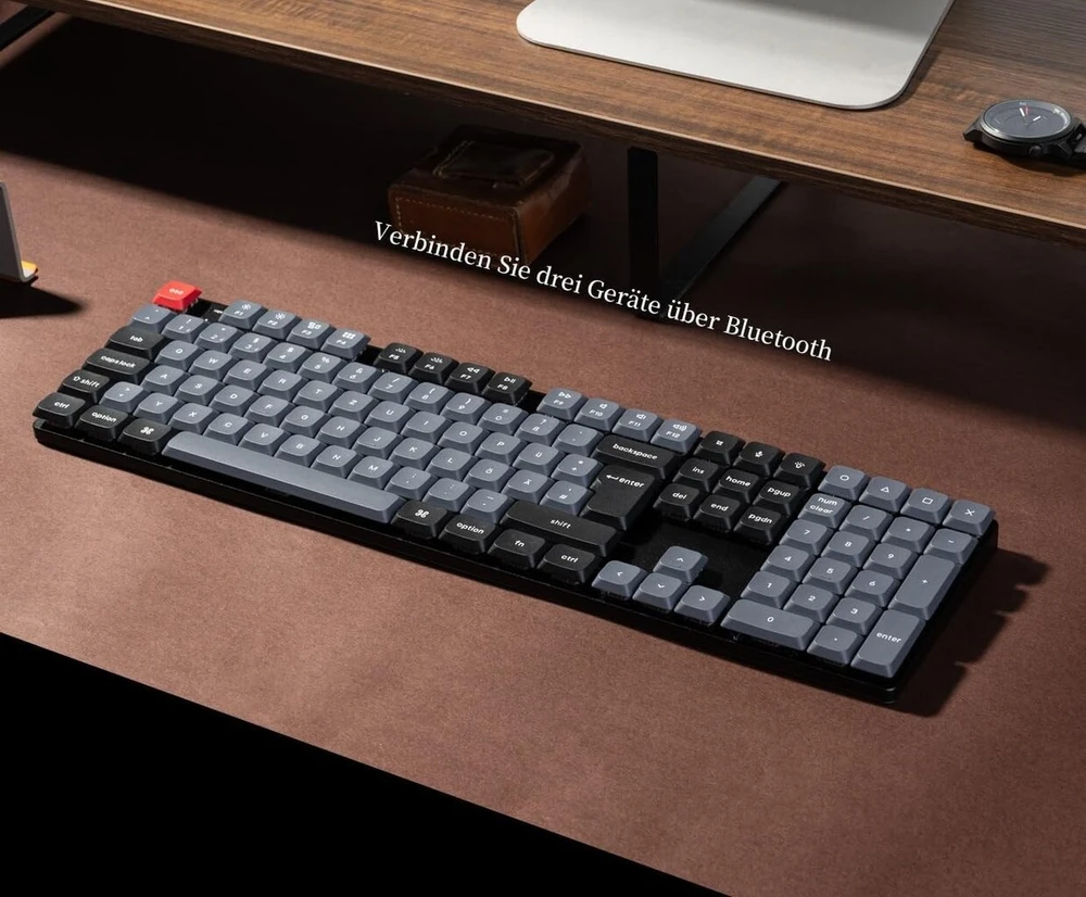 Keychron K5 Pro Qmk/via itin plona belaidė mechaninė klaviatūra, De-iso pilno dydžio programuojama bluetooth/laidiniu ryšiu Rgb Hot-swappable Gateron Low Profile Raudona Switch