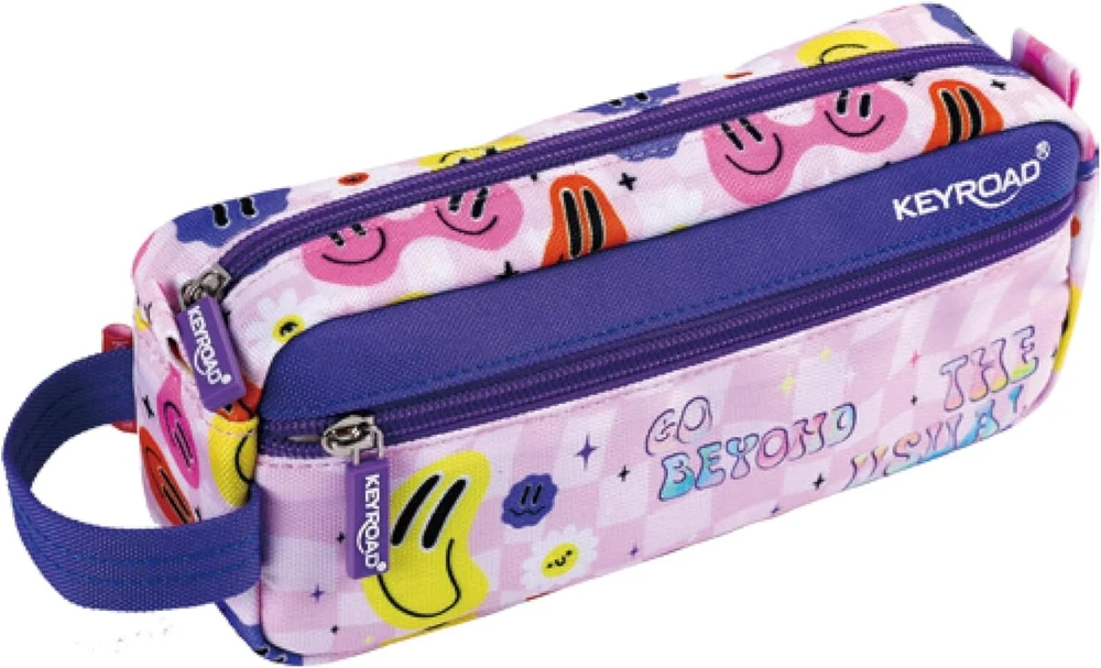 Keyroad penalas mergaitėms ir berniukams - penalas mokyklinėms prekėms - penalas mokyklai / penalas mokyklai / tema: violetinė šypsena / 21,5 x 9 x 5,5 cm, violetinis, vaikams