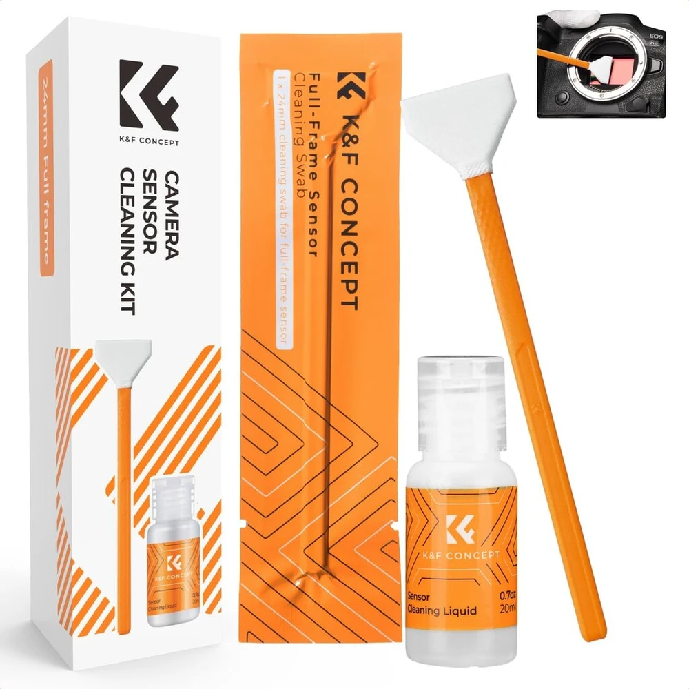 Objektyvas K&f Concept Valymo rinkinys: 6 servetėlės 24mm, 20ml skystis