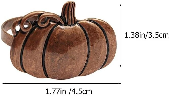 Kichvoe servetėlių žiedų rinkinys (6 vnt.) moliūgo formos, stalo servetėlių žiedai, dekoratyvinės servetėlių sagtys, servetėlių laikiklis, rudens stalo dekoracija, banketų apstatymo lydinio metalas