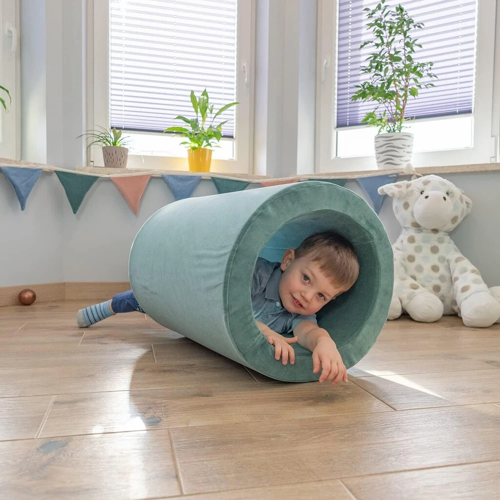 Kiddymoon Velvet putų žaidimų aikštelė kūdikiams, žaidimų vonia, kliūčių ruožai, statinė, pagalvė, miško žalia