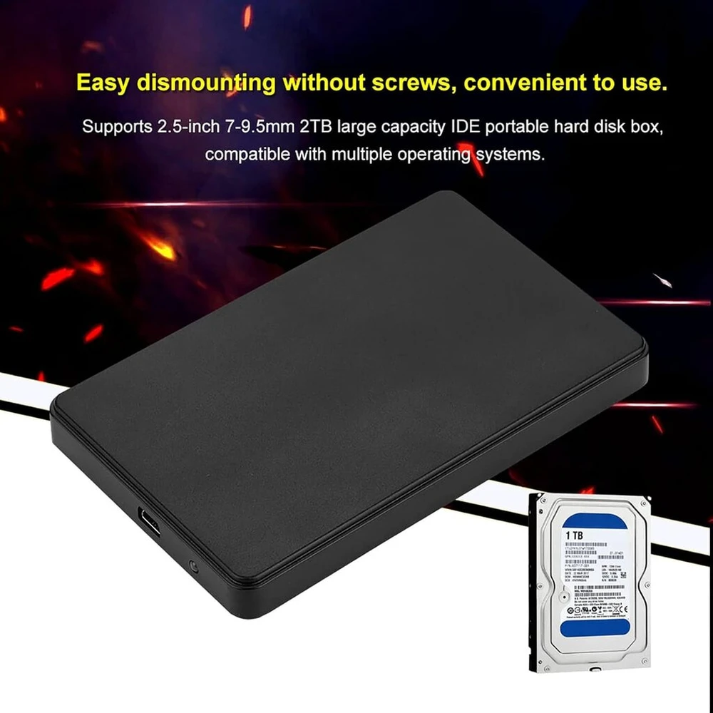 Kietasis diskas Usb 2.0 į ide 2tb 2.5 colio nešiojamojo standžiojo disko dėžutė, palaikanti „hot plug and play“, led indikatoriaus lemputė, be varžtų, lengvas išardymas