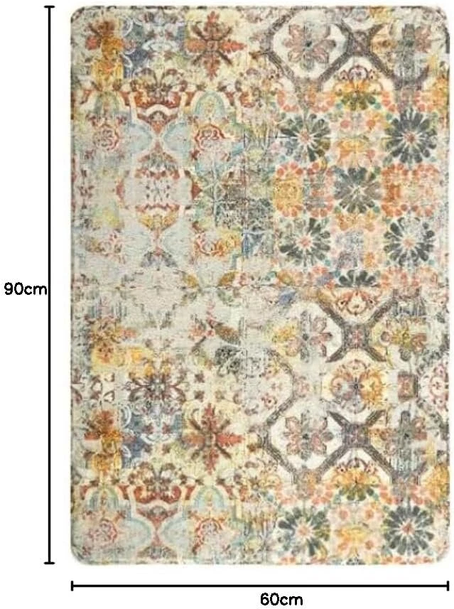 Kimode boho gėlės, medalionas, mažas vidaus kilimėlis 60 x 90 cm, skalbiamas koridoriaus kilimėlis, minkštas neslystantis vonios kilimėlis vonios kambariui, virtuvei, miegamajam, įėjimo zonai