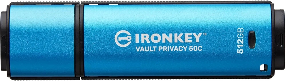 Kingston Ironkey Vault Privacy 50 Fips 197 Type-c sertifikuotas ir Xts-aes 256 bitų šifruotas Usb atmintukas didesnei duomenų apsaugai - Ikvp50c/512gb