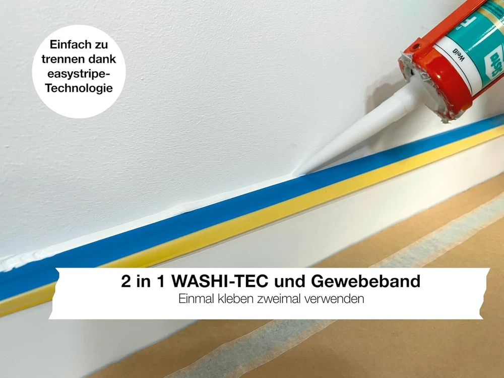 Kip 367 Multi-tape - 2 in 1 washi-tec ir audinio juosta maskavimui, apsaugai ir tinkavimui 36 mm / 24 mm x 25 m | Maskavimo juosta ir valymo juosta sienų dažams, glaistui, akrilui, dažymui ir lakavimui