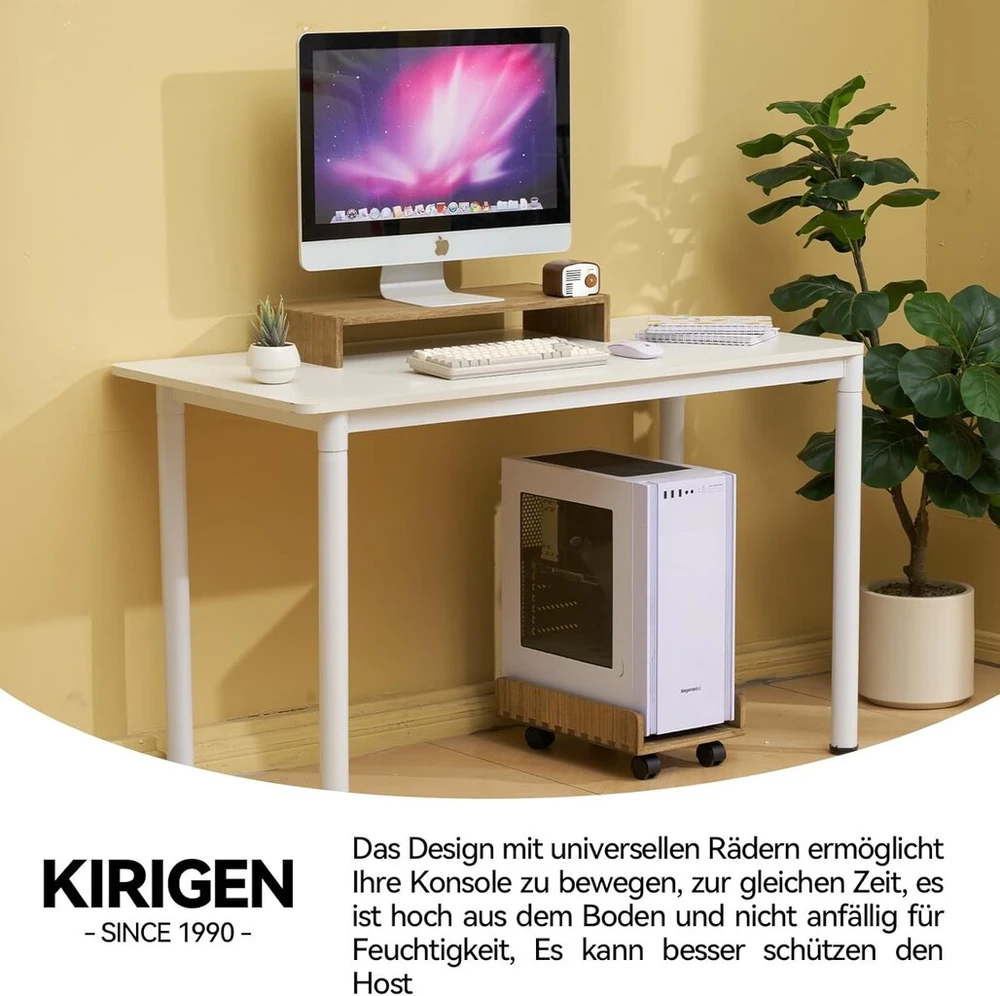 Kirigen cpu stovas pc vežimėlis atx korpusas kompiuterio bokštas stalinio kompiuterio dėklas mobilus vežimėlis su užrakinamais ratukais tamsiai rudas