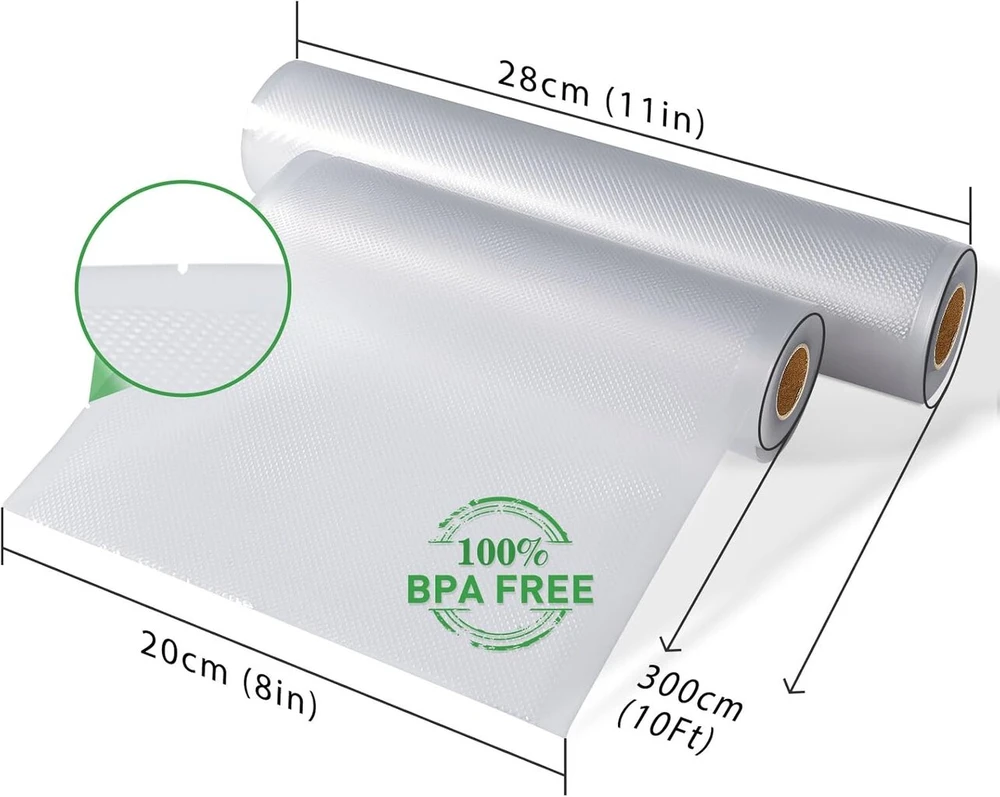 Kitchenboss vakuuminiai maišeliai 6 ritiniai 20/28 x 300cm: vakuuminė plėvelė vakuuminiams aparatams ir sous vide, vakuuminės plėvelės ritinėliai be bpa, vakuuminiai maišeliai tinkami virimui, daugkartinio naudojimo vakuuminiai maišeliai maistui