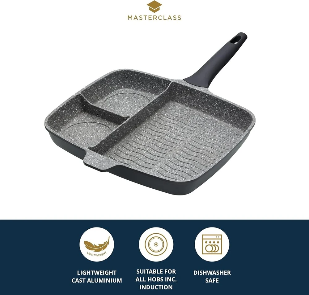 Kitchencraft Masterclass keptas aliuminio indukcinė keptuvė su nelimpančia danga „viskas viename“, 32 cm (12,5 colio), pilka