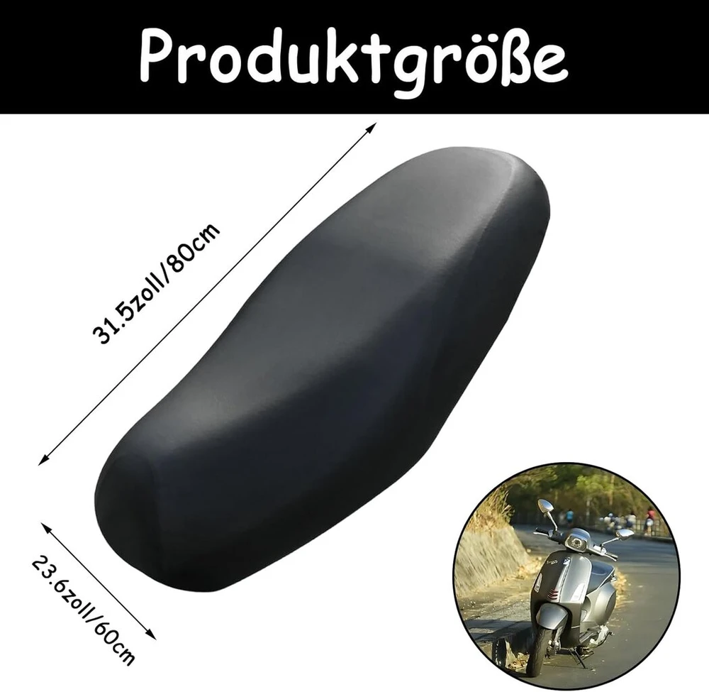 Kkvogmle universalus motociklo sėdynės užvalkalas, neperšlampamas, juodas motorolerio sėdynės užvalkalas, pu oda, elastingas motociklo sėdynės užvalkalas, motociklo apsauga nuo dulkių su velcro tvirtinimu, 80 x 60