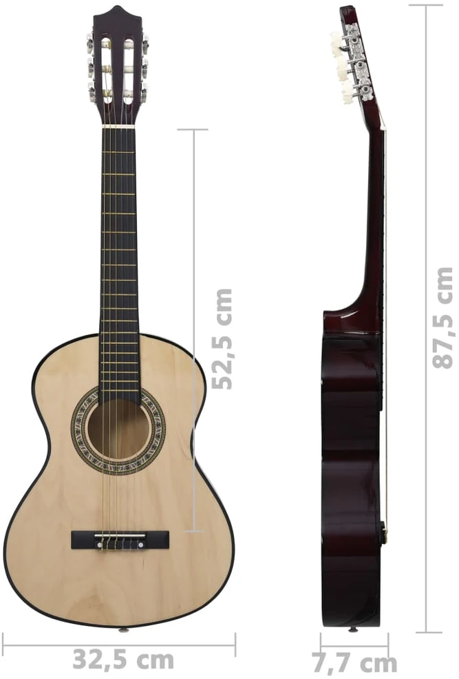 Klasikinė gitara su dėklu pradedantiesiems ir vaikams, 1/2 34