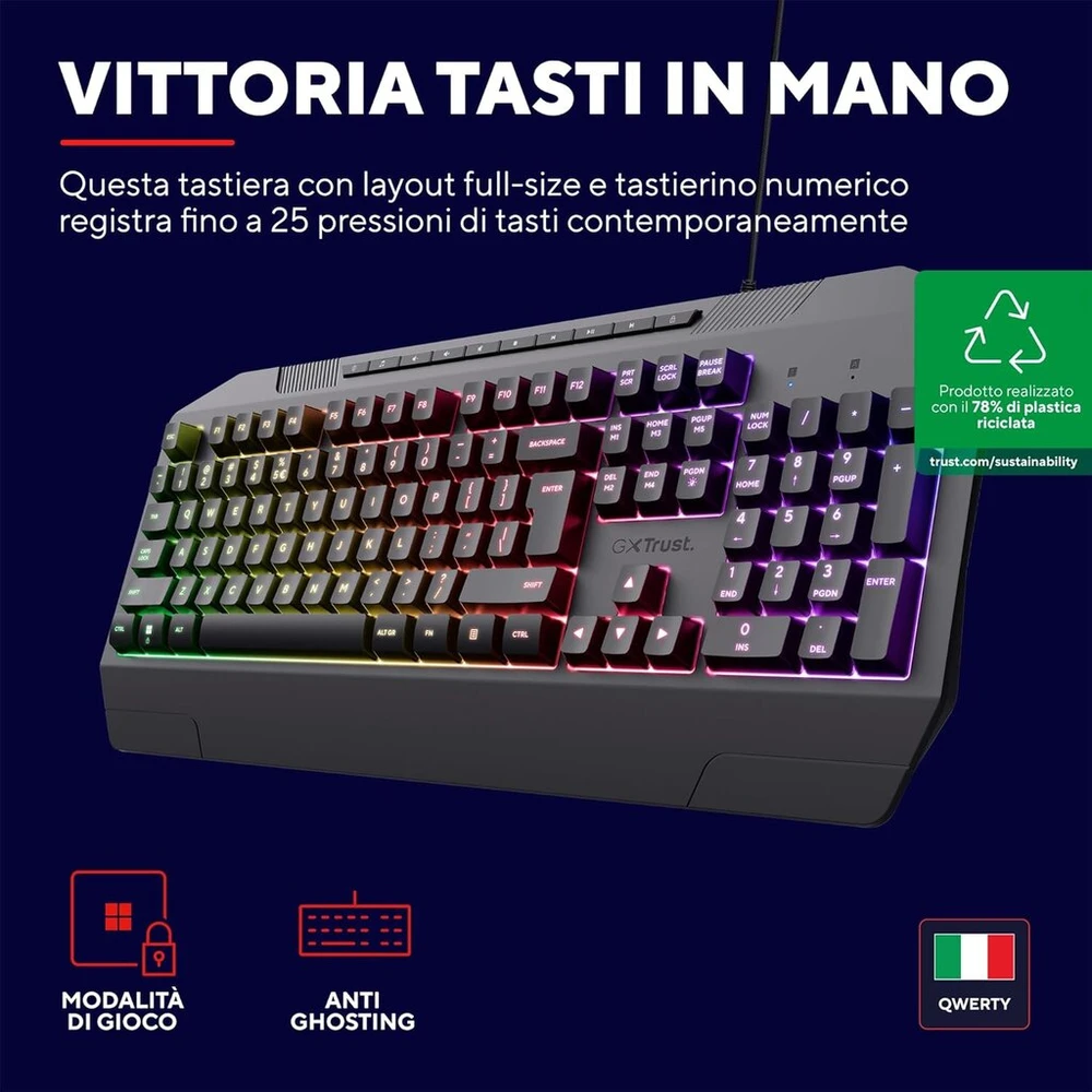 Klaviatūra žaidimams Trust Gxt 836 Evocx, Lt Qwerty