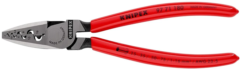Knipex replės antgaliams užspaudimui su plastiku dengtomis rankenomis 180 mm 97 71 180 Sb