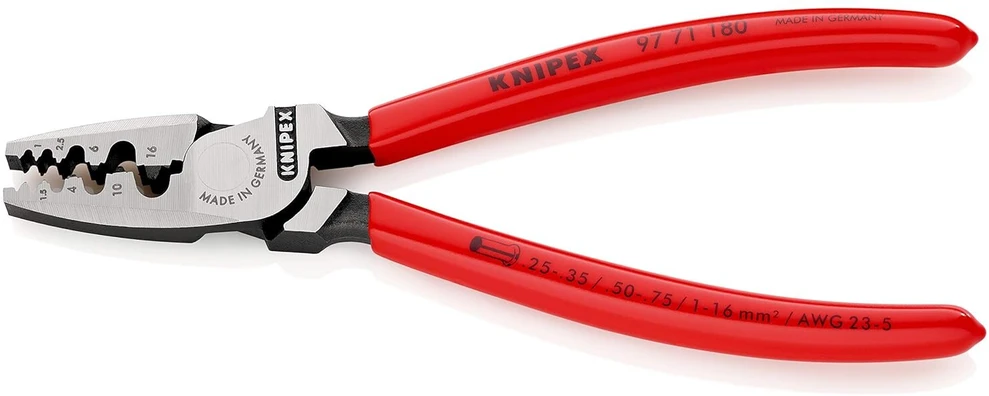Knipex replės antgaliams užspaudimui su plastiku dengtomis rankenomis 180 mm 97 71 180 Sb