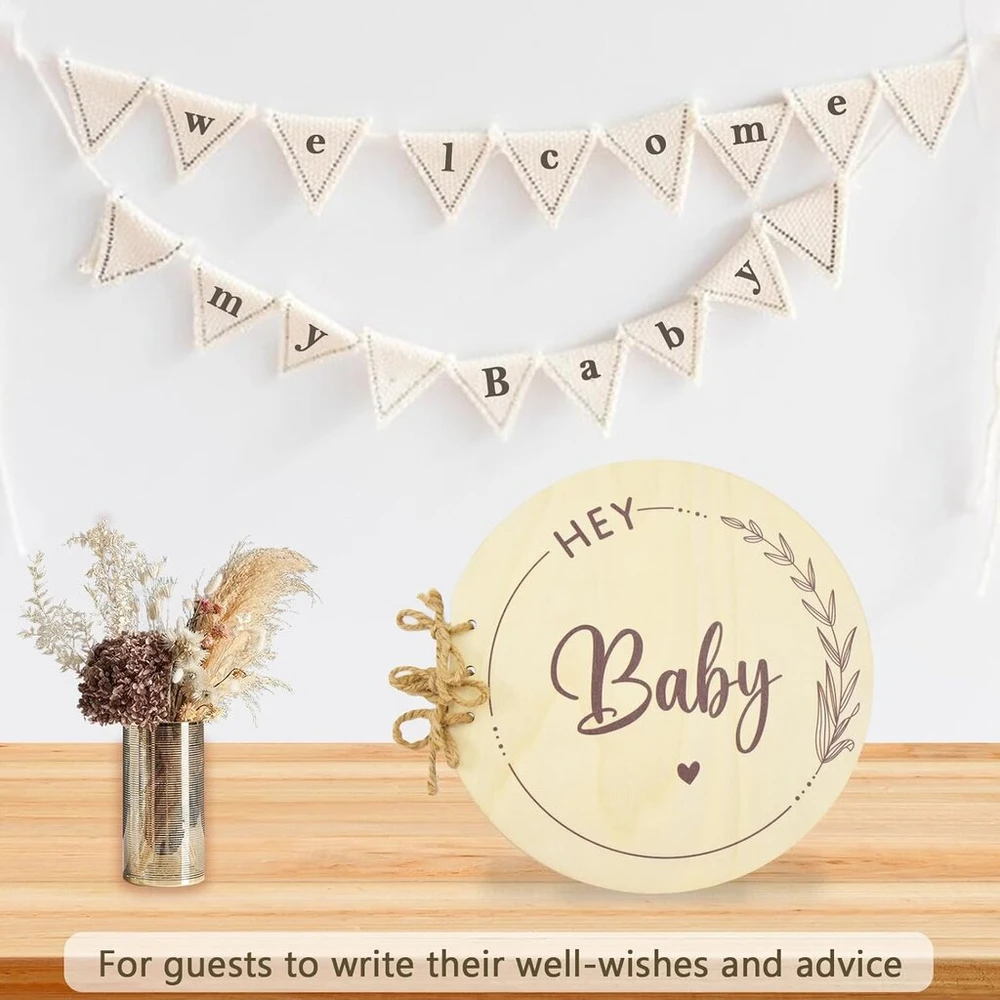 Knyga svečiams "baby Shower" - medinė, 35 puslapiai