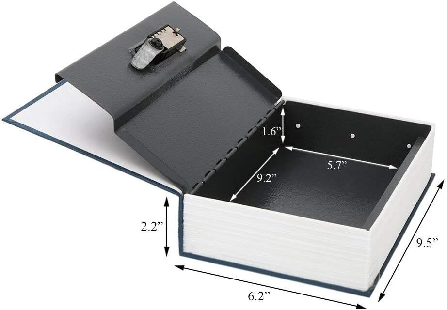 Knygos seifas su raktų užraktu - Parrency Dictionary Diversion metalinis paslėptas seifas, 9 1/2" x 6" x 1 1/3", mėlynas vidutinis