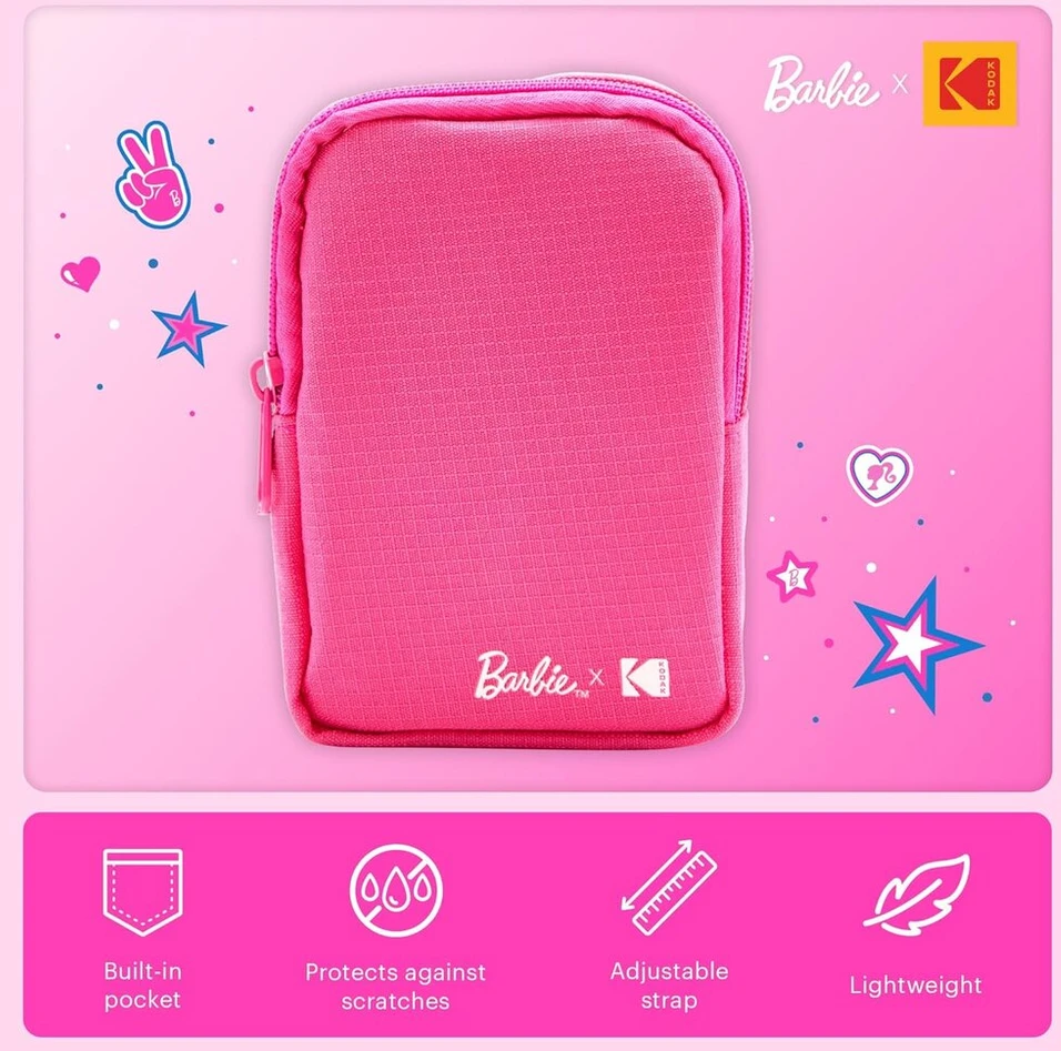 Kodak x Barbie Step Slim belaidis momentinis nuotraukų spausdintuvas dovanų rinkinys (signature Style) + fotoaparato krepšys, nuotraukų albumas, lipdukai ir pakabinamas rėmelis, 50 lipdukų + Zinc popierius (20 lapų)