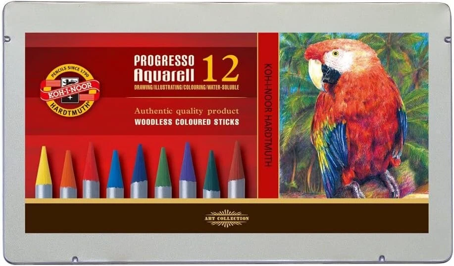 Koh-i-noor Progresso bemedienis akvarelinių spalvotų pieštukų rinkinys (12 vnt.)