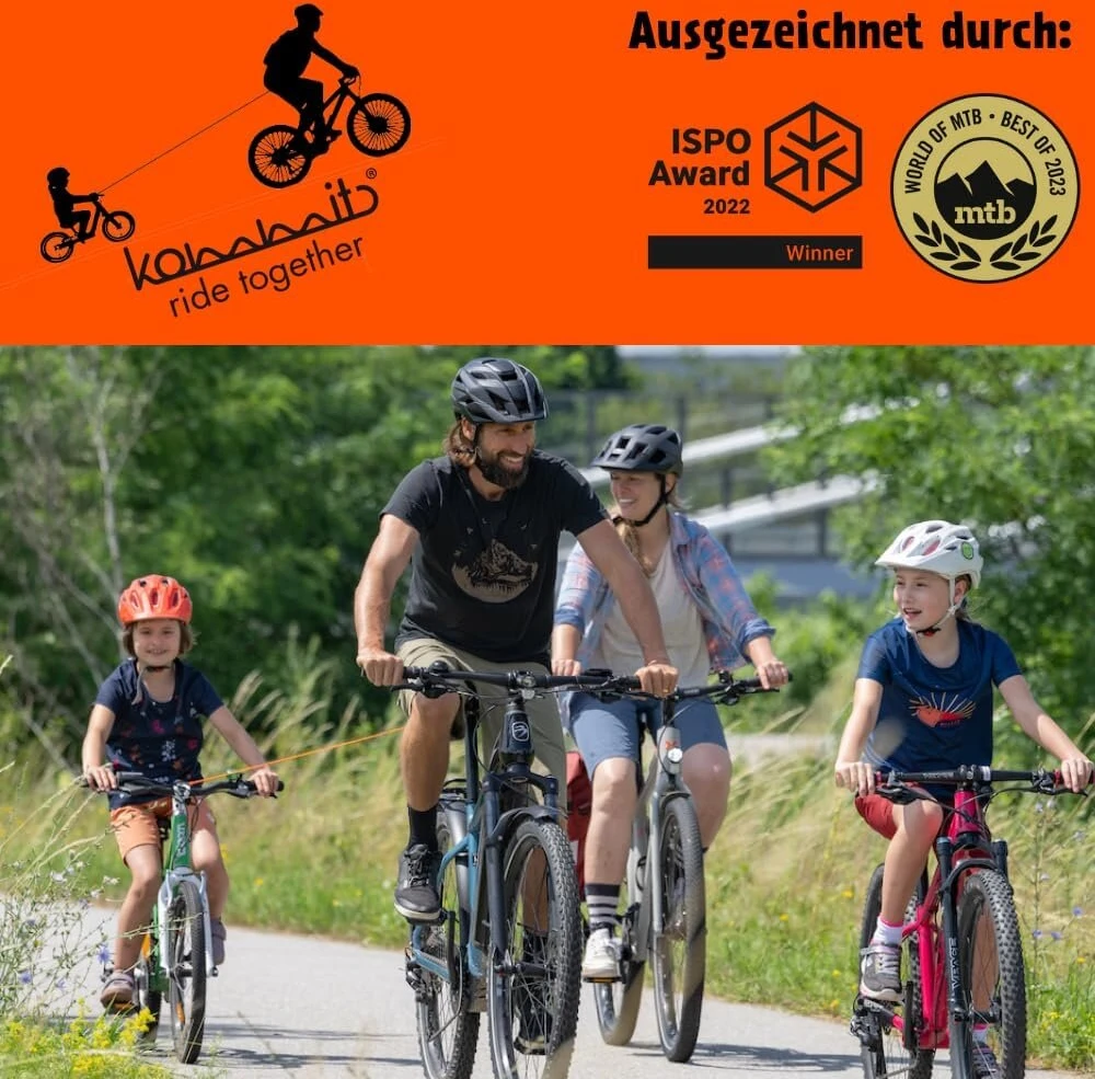 Kommit dviračio tempimo sistema vaikams ir suaugusiems per kelias sekundes montuojamas vilkimo lynas dviračiui, e. dviračiui, kalnų dviračiui, e-mtb ir bėgiojimui