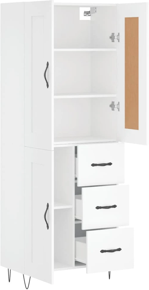 Komoda, baltos spalvos, 69,5x34x180cm, apdirbta mediena