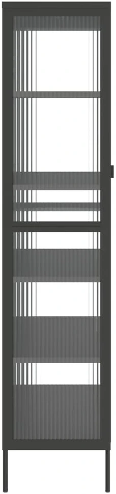 Komoda, juodos spalvos, 85x40x180cm, stiklas ir plienas