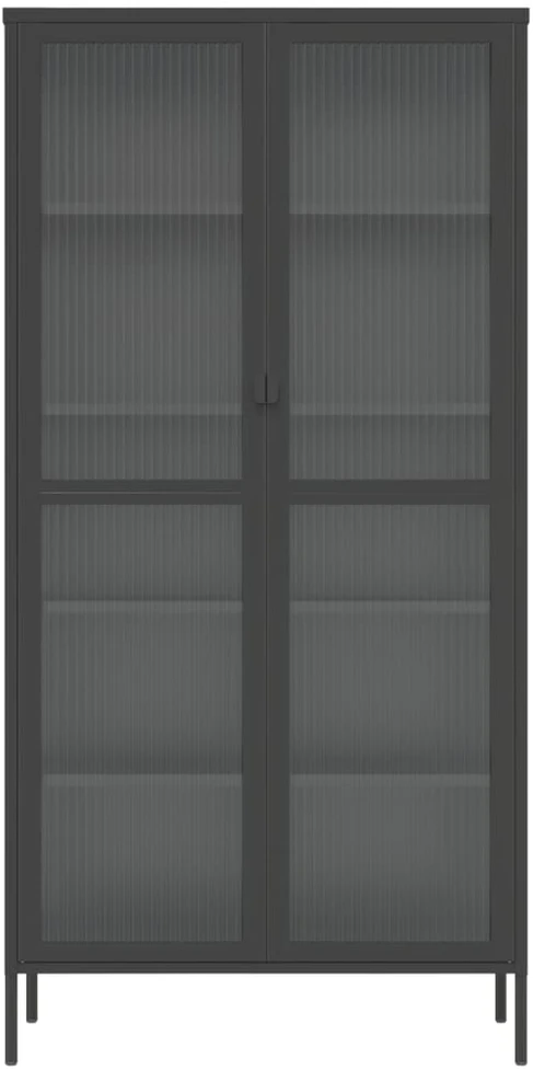 Komoda, juodos spalvos, 85x40x180cm, stiklas ir plienas