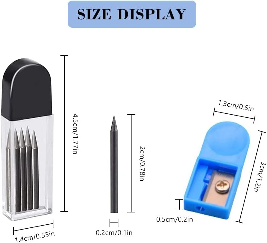 Kompaso pieštukai 2b, 80 vnt., 2 mm