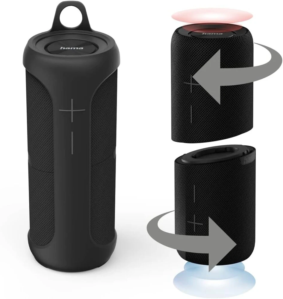 Kompiuterio kolonėlės Hama 2-in-1 bluetooth garsiakalbių rinkinys Twin 3.0 Atsparus vandeniui 30 W (atskiriamas garsiakalbių rinkinys belaidis, 2 nešiojamos bluetooth dėžutės, plaukiojanti muzikos dėžutė atspari vandeniui Ip67, 10 valandų baterija, true wireless stereo)