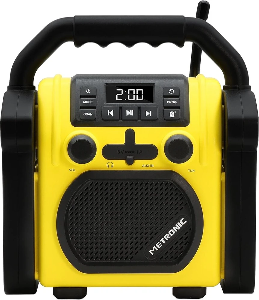 Kompiuterio kolonėlės Metronic 477217 statybvietės radijas bluetooth nešiojamas fm atsparus smūgiams/muzikos galia iš viso 30w radijas usb prievadas