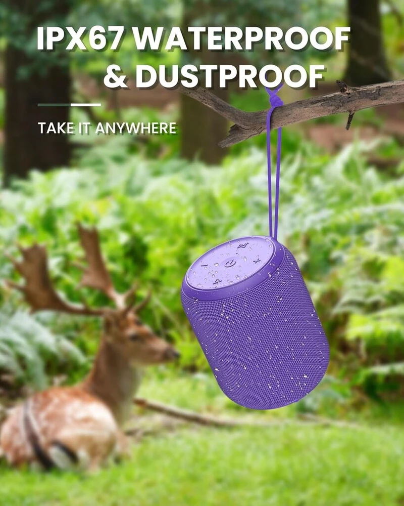 Kompiuterio kolonėlės Notabrick bluetooth garsiakalbis, nešiojama maža muzikos dėžutė su bluetooth 5.0 belaidžiu ryšiu, 15 w žemų dažnių stereo tws, 15 val. baterija, ipx67 atsparus vandeniui paplūdimiams, kelionėms, vakarėliams (violetinis)