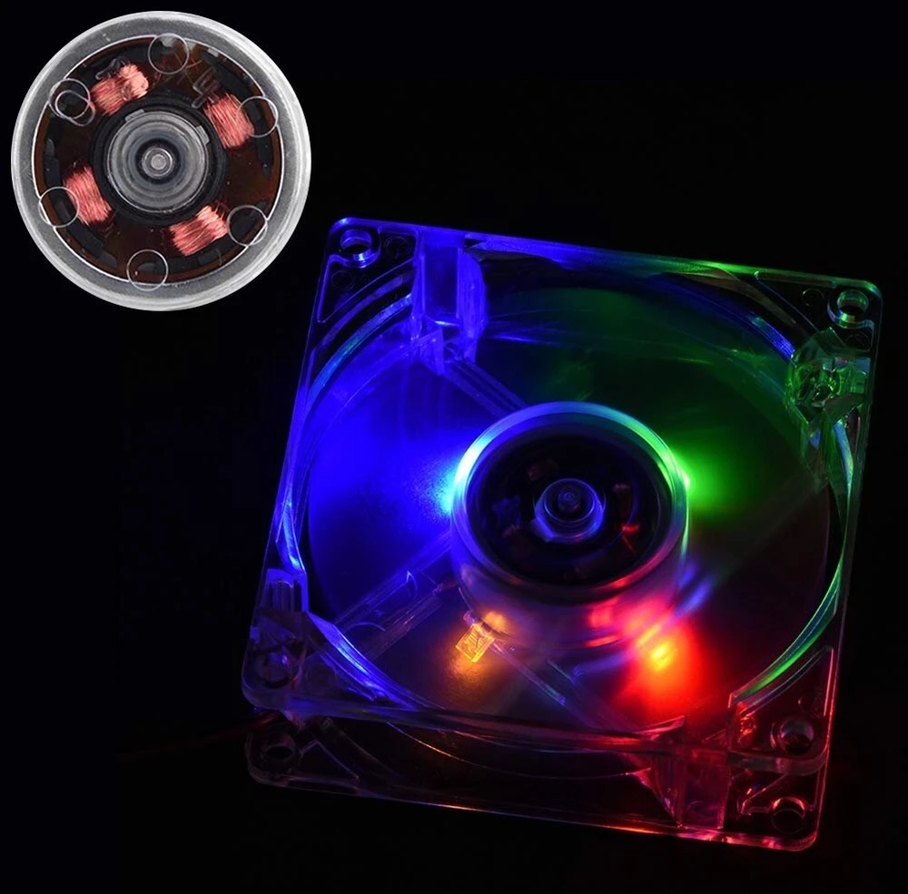 Kompiuterio korpuso ventiliatorius, 80 mm universalus Led apšvietimo ventiliatorius, skirtas Pc aušinimui, tylus didelio greičio aušintuvas, 11 Db-a 46cfm 4 kontaktų (mėlynas)