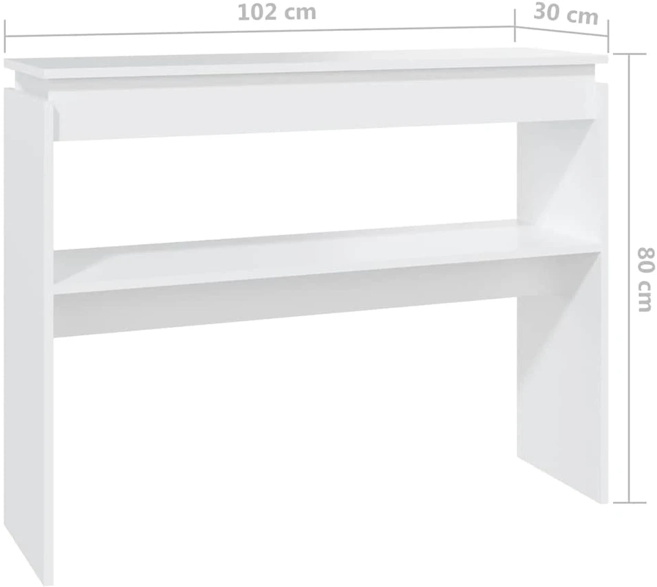 Konsolinis staliukas, baltas, 102x30x80cm, apdirbta mediena