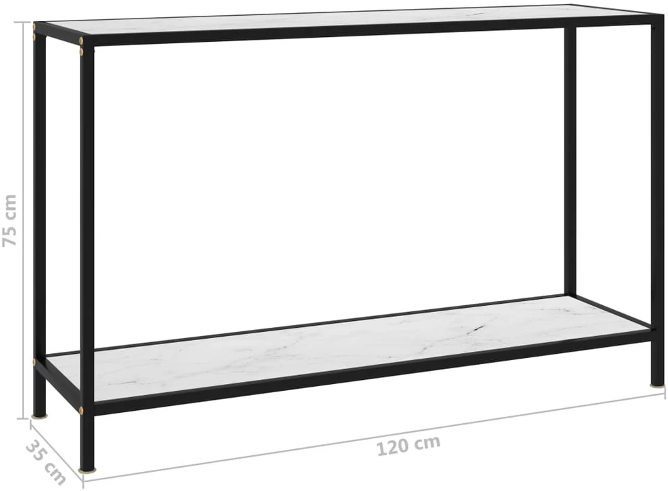 Konsolinis staliukas, baltas, 120x35x75cm, grūdintas stiklas