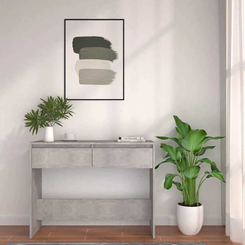 Konsolinis staliukas, betono, 100x35x76,5cm, apdirbta mediena