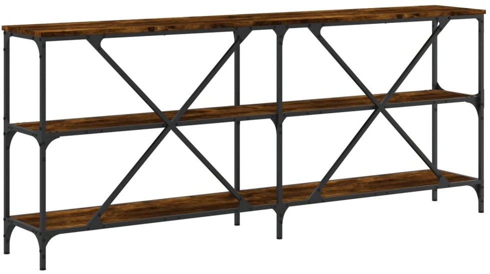 Konsolinis staliukas, dūminis, 180x30x75cm, mediena/geležis