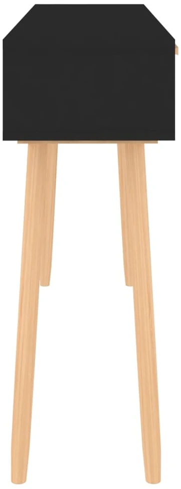 Konsolinis staliukas, juodas, 105x30x75cm, pušis ir ratanas