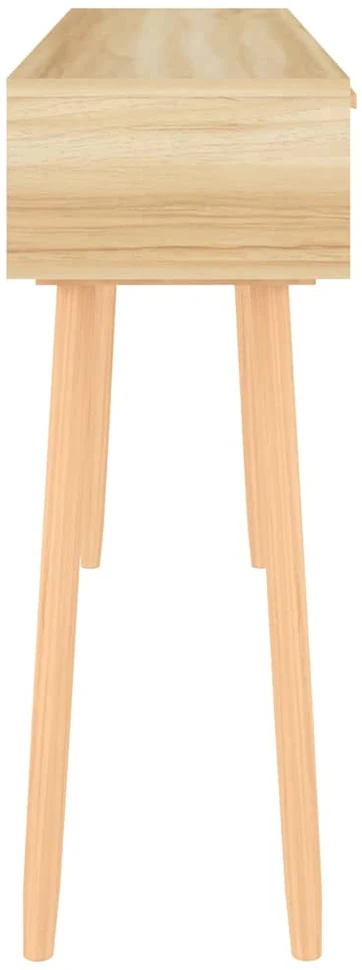 Konsolinis staliukas, rudas, 105x30x75cm, pušis ir ratanas
