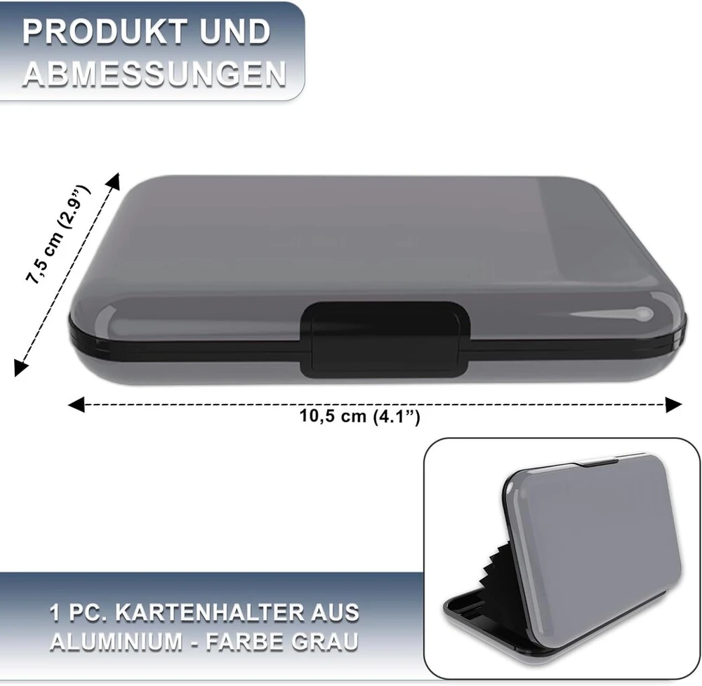 Kortelių dėklas vyrams ir moterims kreditinėms kortelėms, aliuminio rfid blokavimo apsauga nuo sukčiavimo, bekontaktis, didelės talpos kreditinių kortelių dėklas vyrams ir moterims, pilkas, kasdienis