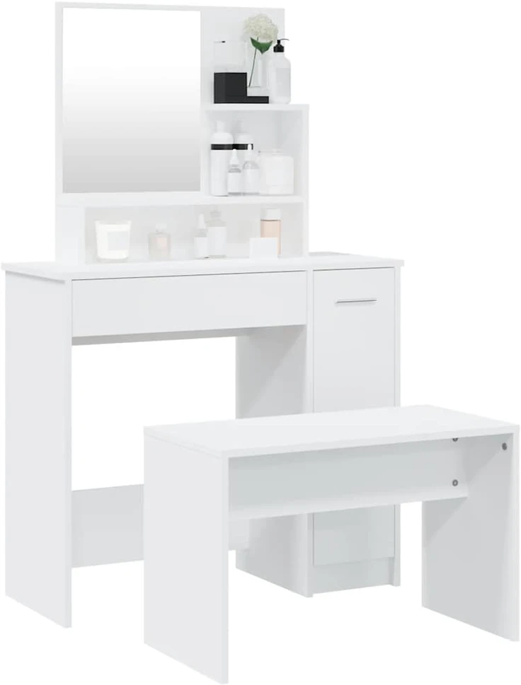 Kosmetinio staliuko komplektas, baltos spalvos, 86,5x35x136cm