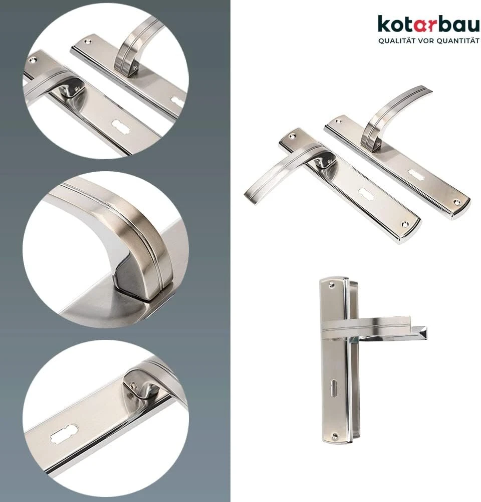 Kotarbau® Durų Rankenų Komplektas 72 mm Bb Ilga Plokštelė Nikelio-chromo Universalus Modernus