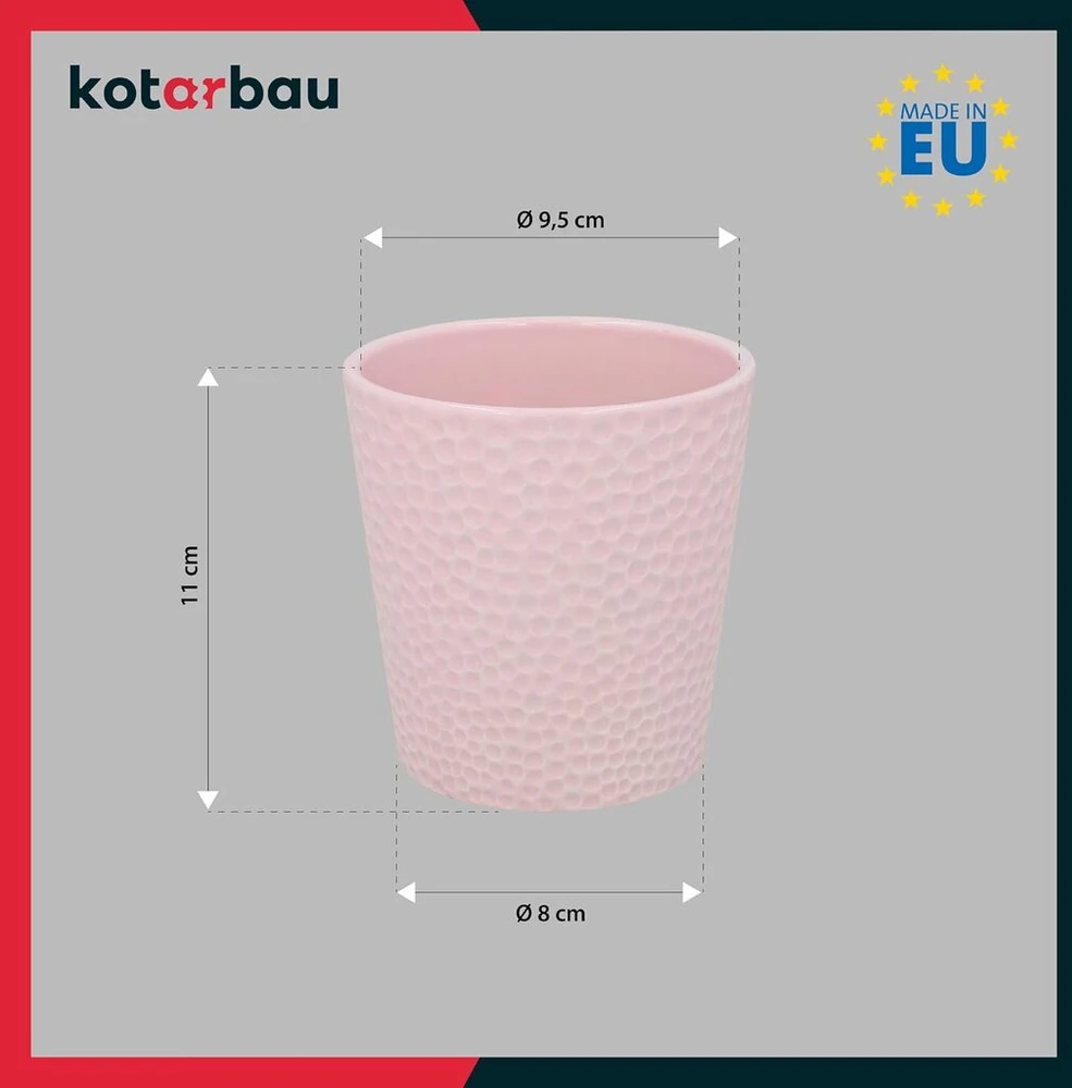 Kotarbau® gėlių vazonų rinkinys, 2 vnt., rožinės spalvos, glazūruoti, skersmuo 9,5 cm, aukštis: 11 cm, keraminis vazonas orchidėjoms, modernus, skirtas kambarinėms gėlėms