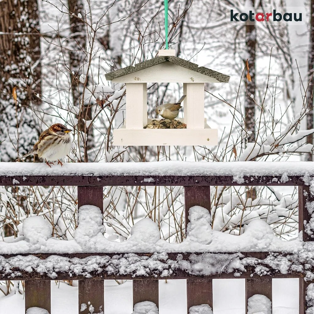 Kotarbau® inkilas pakabinamas lesyklėlė laukiniams paukščiams lesyklėlė paukščiams balkono lesyklėlė medinė lesyklėlė namelis + 0.5kg maisto nemokamai