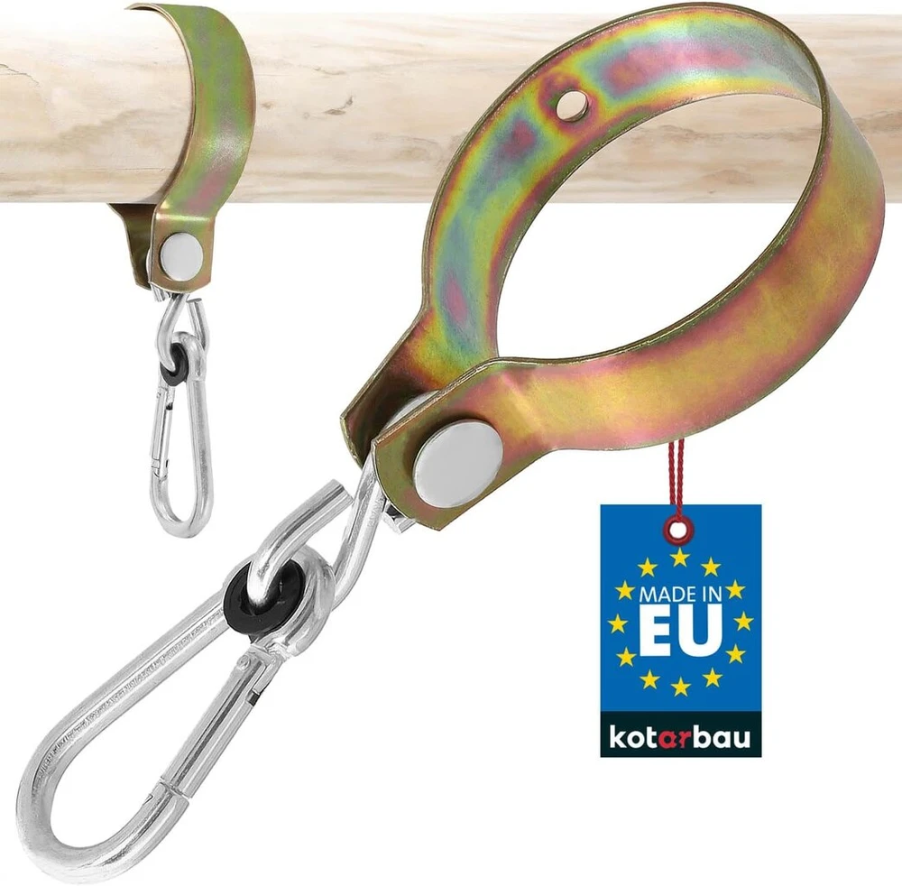 Kotarbau® Sūpynių kabliukas 100 mm apvalus medinis karabinas sūpynių spaustukas hamako tvirtinimo elementas sūpynių kabliukas sūpynių pakabinimo tvirtinimo elementas geltonas galvanizuotas