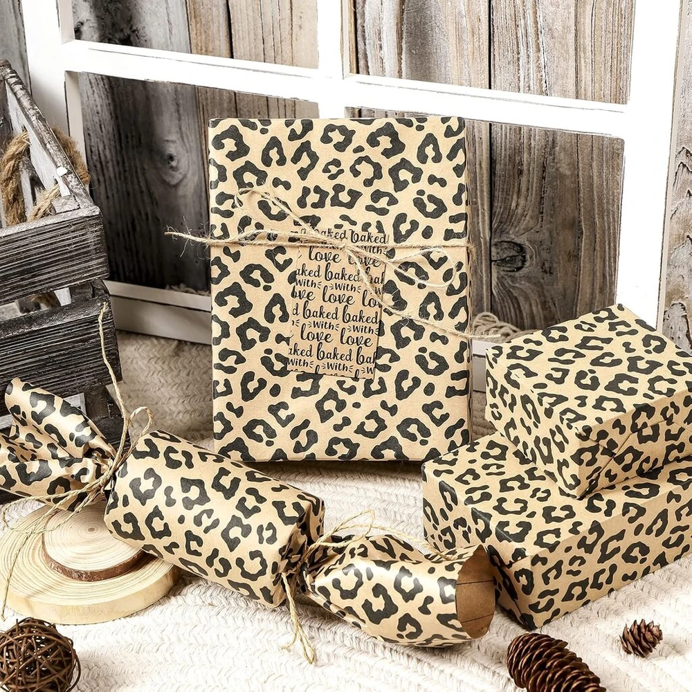 Kraft dovanų vyniojamasis popierius - leopardų raštas, 43cm x 10m