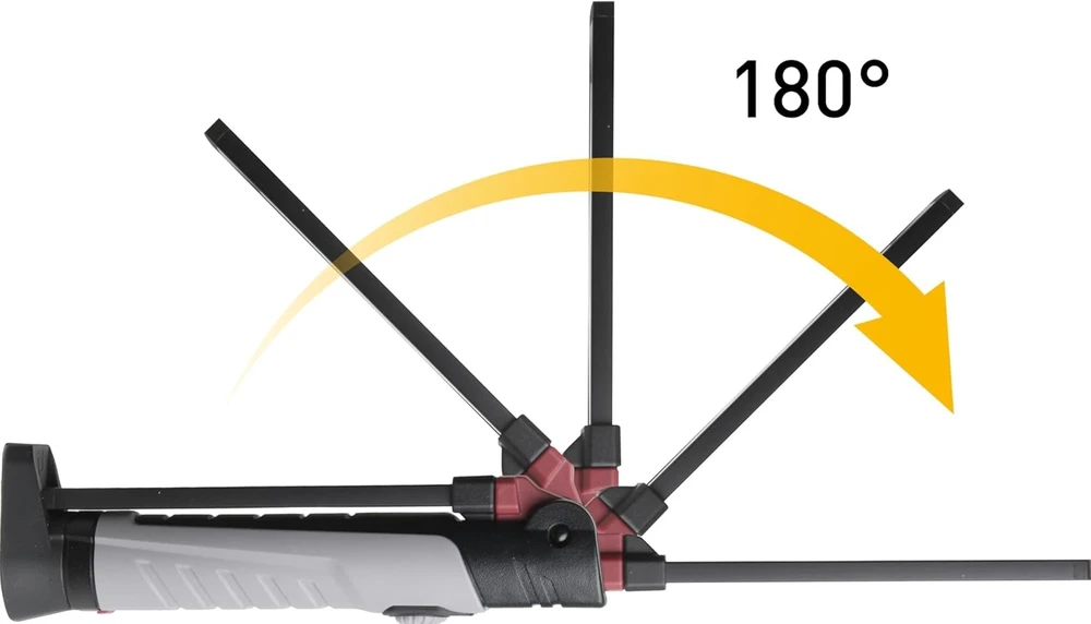 Kraftwerk 701.001.006 Led darbo lempa su 7 W Cob ir 3 W Smd reguliuojamo ryškumo dirbtuvių lempa 180° pasukama ir atlenkiama aliuminio galvutės korpusas su stipriu magnetu Darbo lempa prekė 701.001.006
