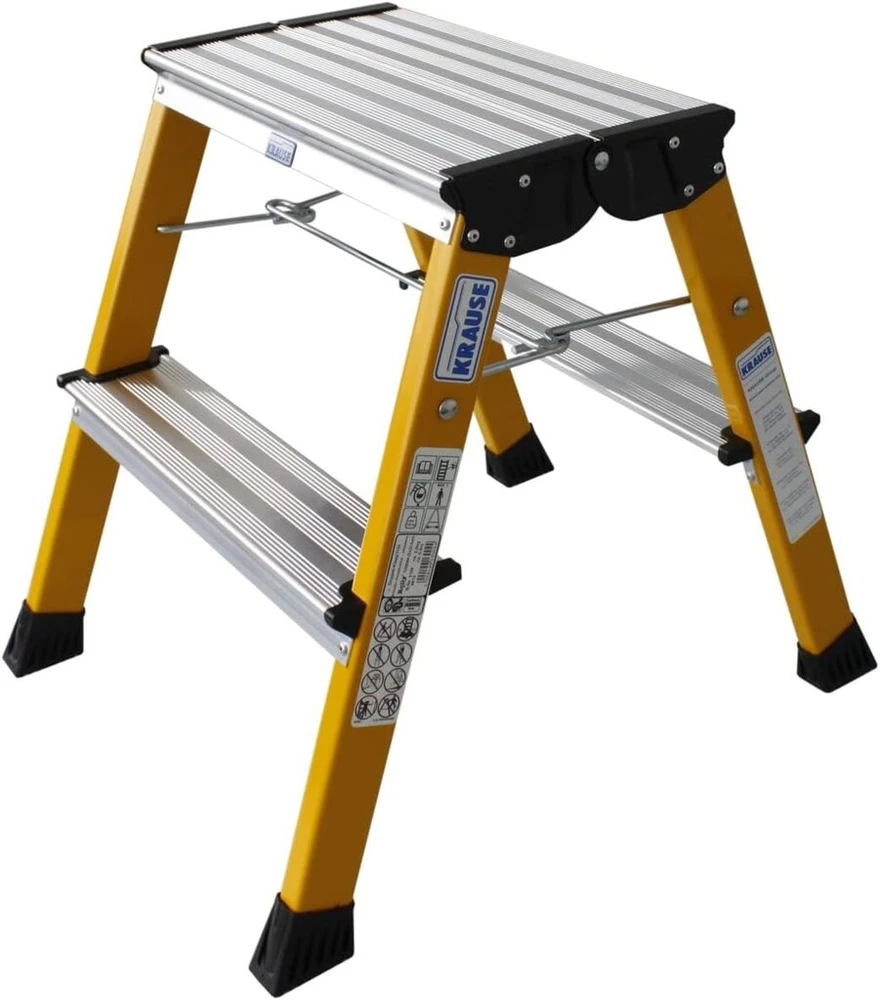 Krause Rolly 130044 dvigubos sulankstomos kopėčios 2 x 2 pakopos, geltonos