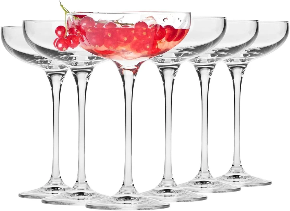 Krosno taurės šampanui, šampano taurės, 6 vnt. rinkinys, 240 ml, Harmony kolekcija, puikiai tinka namams, restoranams ir vakarėliams, prosecco taurė, galima plauti indaplovėje