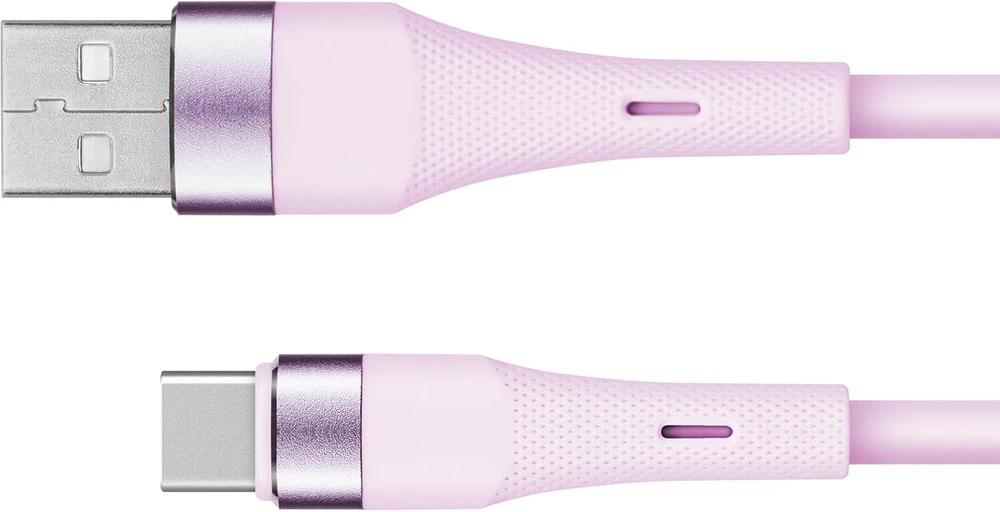 Krüger&matz Km1268-1p Usb kabelis - Usb Type C 1 m silikoninis rožinis