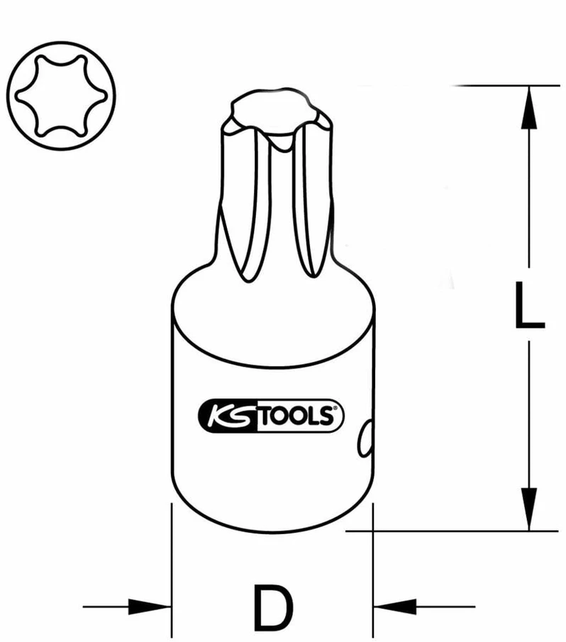 Ks Tools 911.0924 1/2 colio smūginis antgalis tx, trumpas, t50 4042146564820 spalva