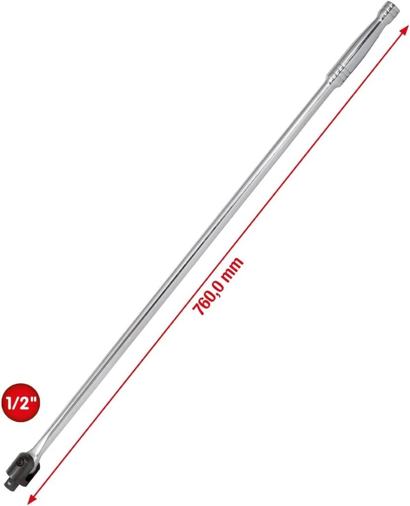 Ks Tools 918.1293 1/2" chromeplus lanksti galvutės pavaros rankena, 760 mm