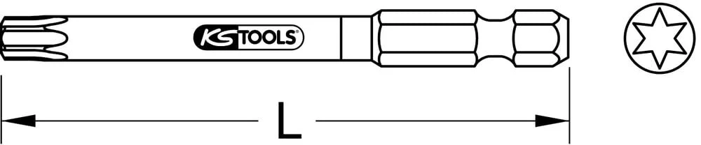 Ks Tools 918.3571 1/4 colio torsion power bit tx, 75 mm, t27, 5 vnt.